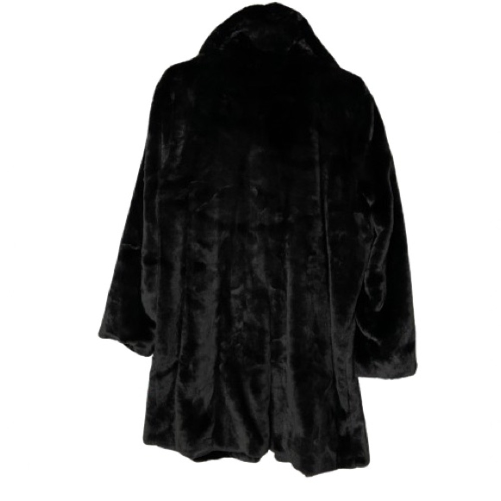 NWT DKNY Black Teddy Jacket Plush Mid-Length Faux Fur Coat Midi Size Large - Picture 3 of 12